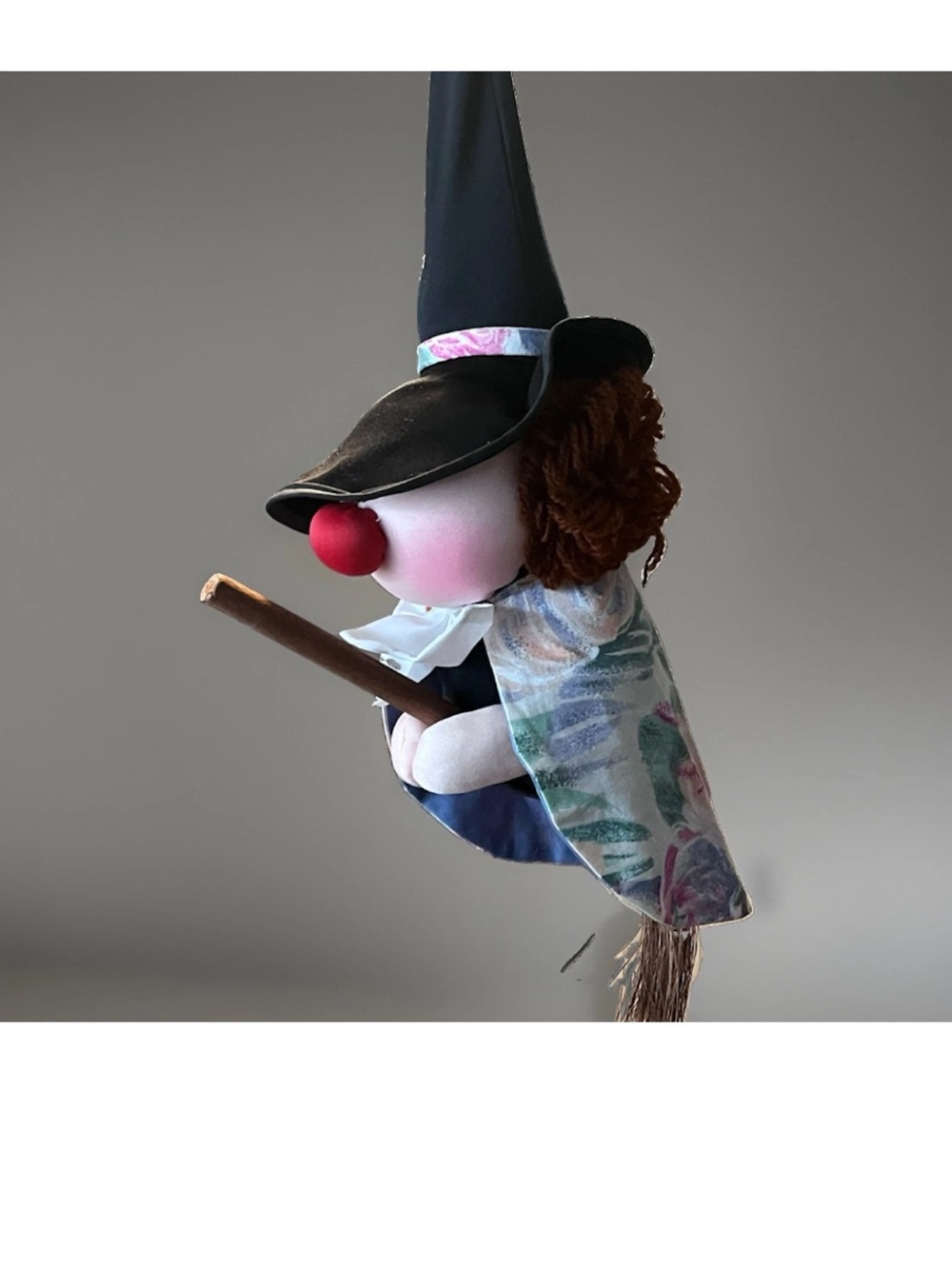Flying Witch Doll Riding Broom - Handmade - Vintage - Halloween/fall Decor